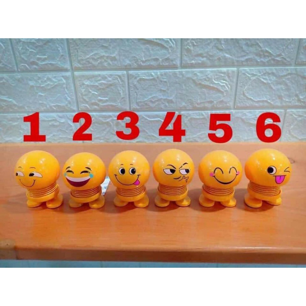 Combo 6 thú nhún Emoji lò xo - mặt cười lò xo ngỗ nghĩnh đáng yêu