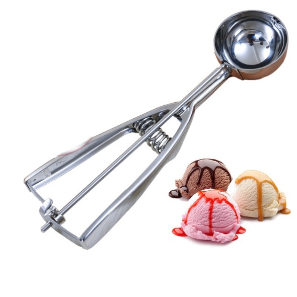 Dụng cụ múc kem inox cao cấp tạo khuôn đẹp mắt - Kẹp múc kem inox tiện dụng, nhỏ gọn, muỗng múc xúc kem cầm tay