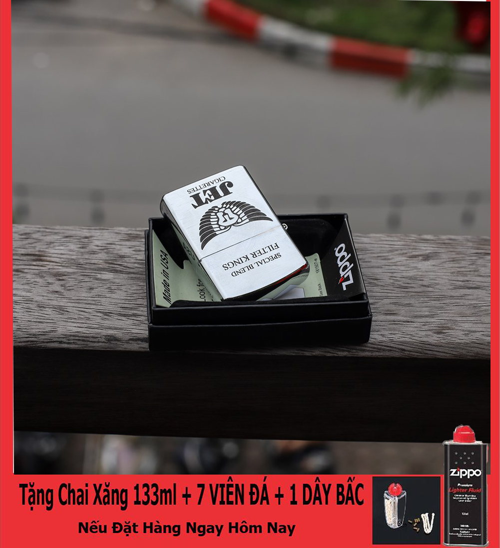 [HCM]Bật Lửa Zippo USA Khắc Logo Jet - Tặng Kèm Xăng Đá