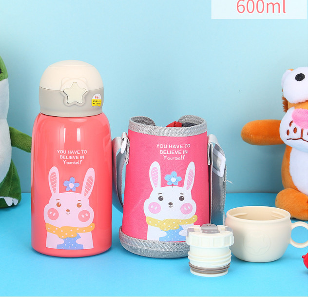 Bình nước giữ nhiệt trẻ em inox 316, 600ml đủ màu cho bé trai bé gái
