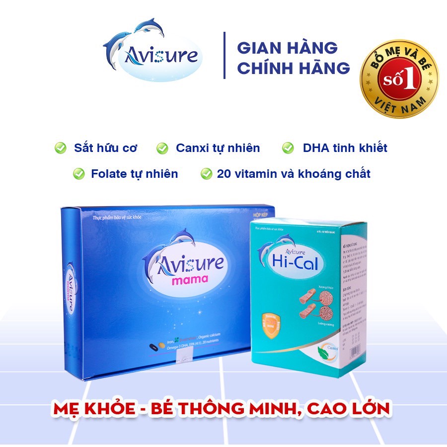 Combo Sắt Canxi DHA Vitamin tổng hợp cho bà bầu Avisure (60 viên x 2)