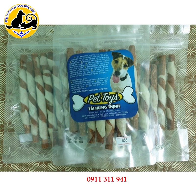 bánh thưởng xương da bò đũa xoắn 1 gói