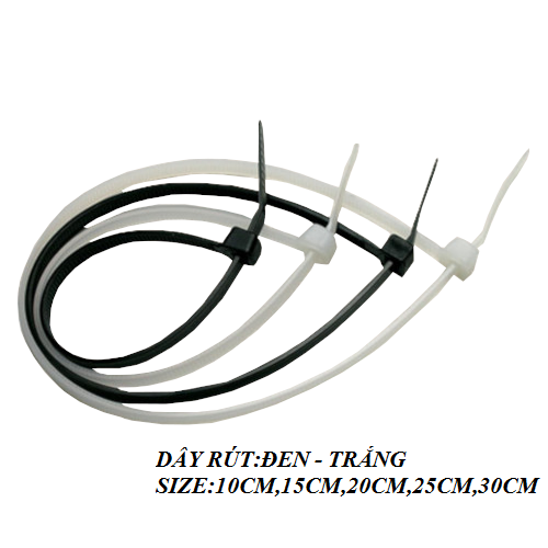 Dây rút nhựa đen trắng các size 10cm-15cm-20cm-25cm-30cm