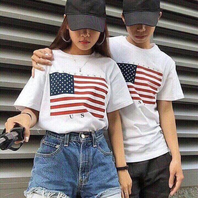 Áo tay lở hình cờ Mỹ USA quốc kì Mỹ unisex cryaotic10