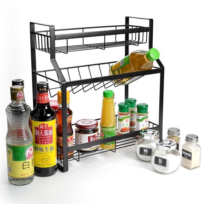 Kệ gia vị nghiêng 3 tầng-Kệ gia vị nghiêng 3 tầng sơn tĩnh điện, giá đỡ đựng hủ muối đường, chai dầu giấm, lọ nước tương, nước mắm có tầng nghiêng cho bếp gia đình