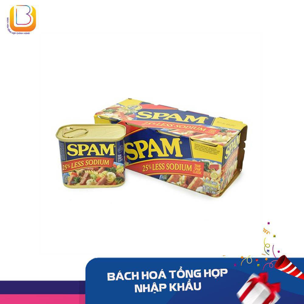 Lốc 8 hộp thịt hộp spam hormel 25% less sodium 340g mỹ