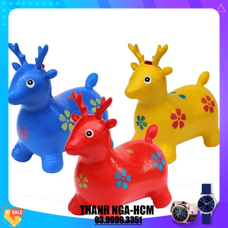Thú nhún bơm hơi hình con hươu an toàn cho béloại to có nhạc