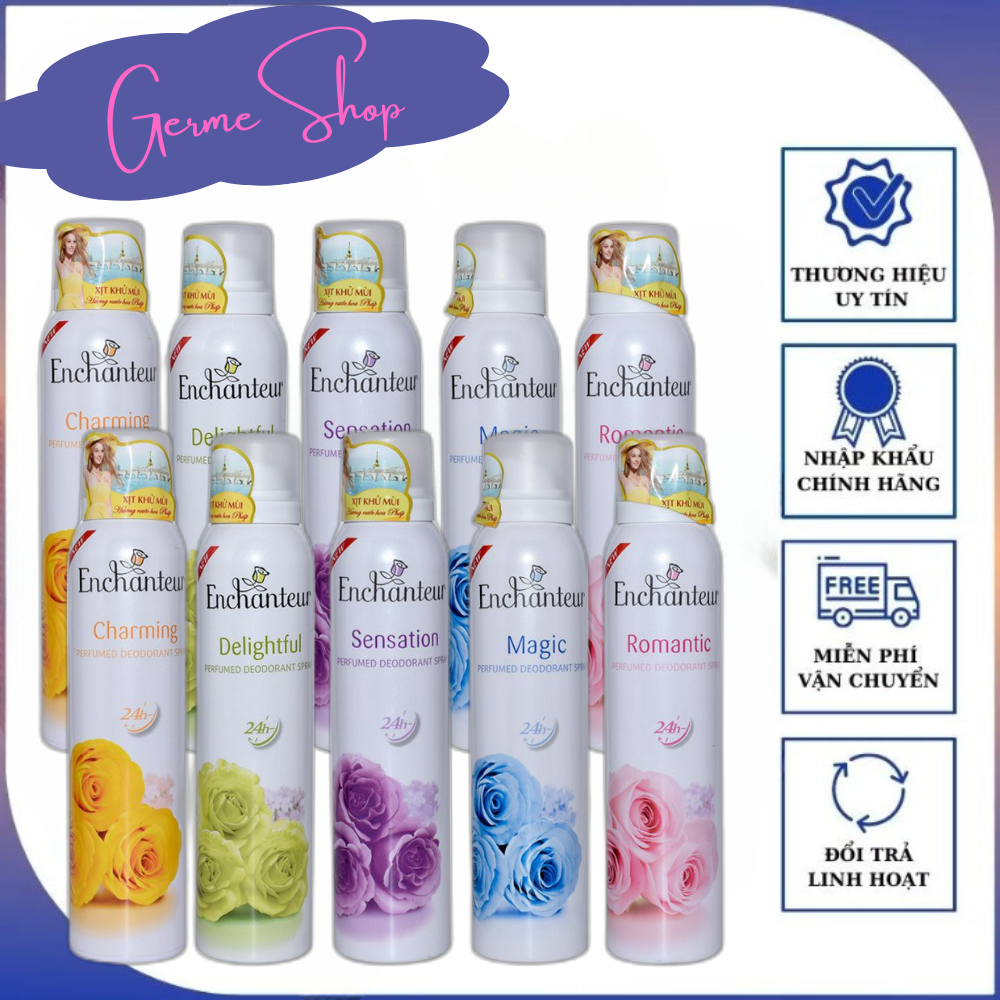 Combo 2 Xịt khử mùi Enchanteur Charming/ Sensation/ Delightful/Romantic/Magic 150ml/Chai