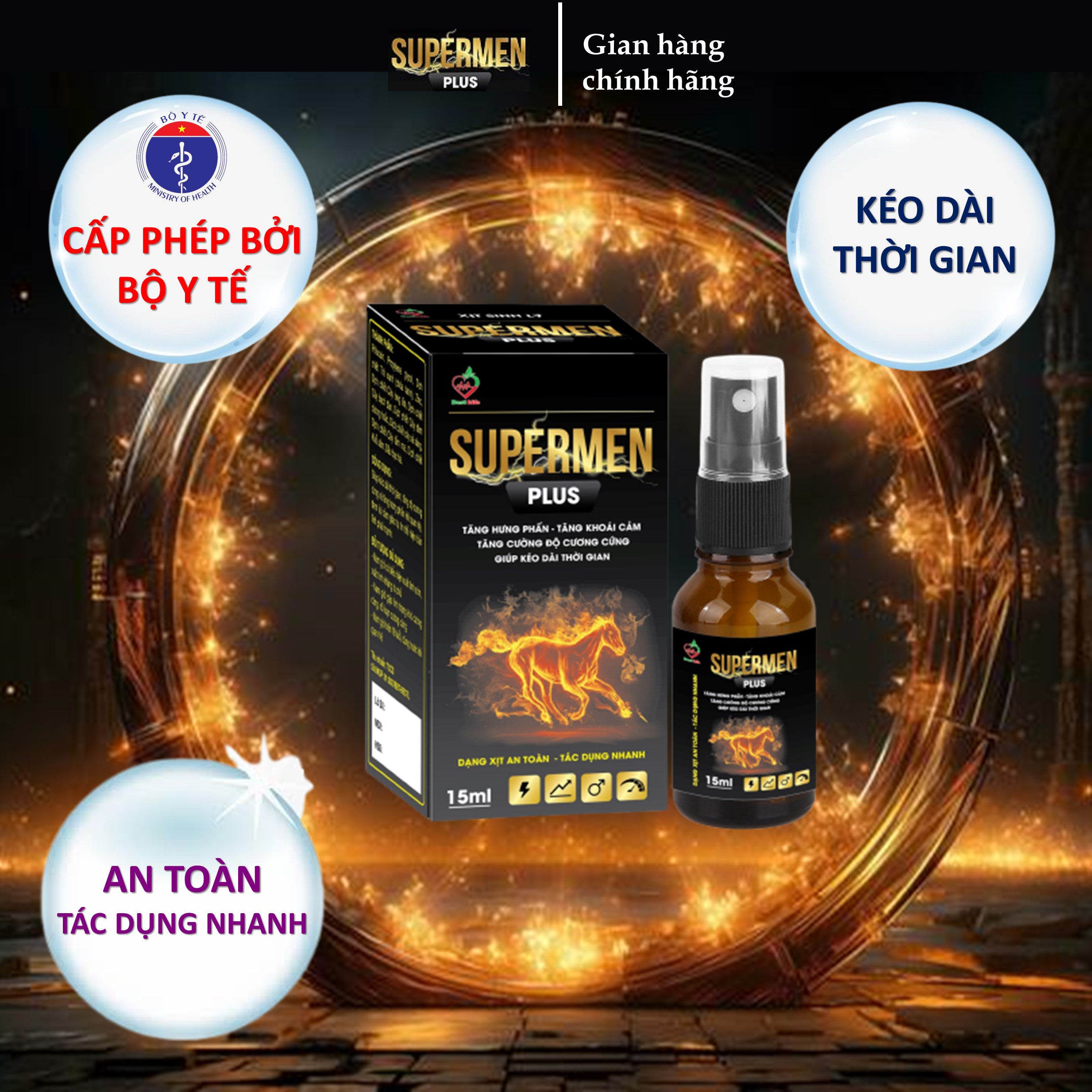 Xịt kéo dài thời gian quan hệ Best Life Supermen plus chống xuất tinh sớm rối loạn cương dương chai 15ml
