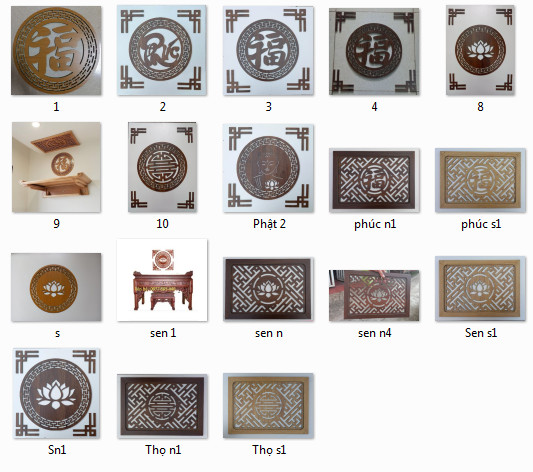 Tấm trang trí bàn thờ hình Phật, Hoa Sen, chữ phúc lộc thọ bằng gỗ MDF