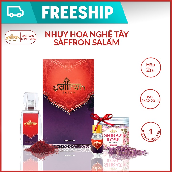 Nhụy hoa nghệ tây saffron salam super negin 2gram tặng 1gram bột và trà hoa hồng