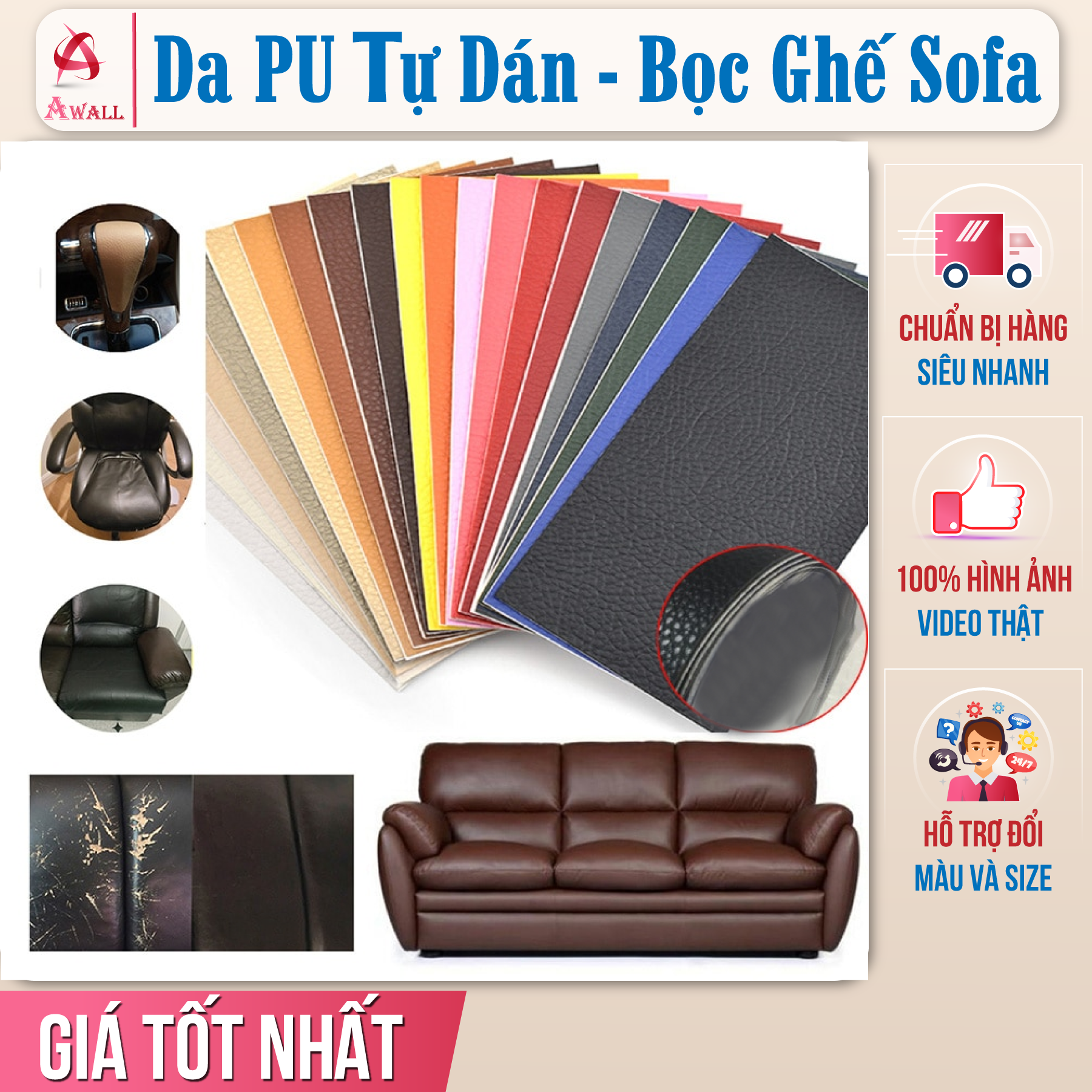 Vải da pu nguyên tấm - miếng dán da pu tự dính dán ghế da, sửa chữa đồ da đồ nội thất nhiều kích thước nhiều màu giá rẻ - miếng dán bọc ghế sofa bị rách đa năng tiện lợi siêu dính nhiều kích thước