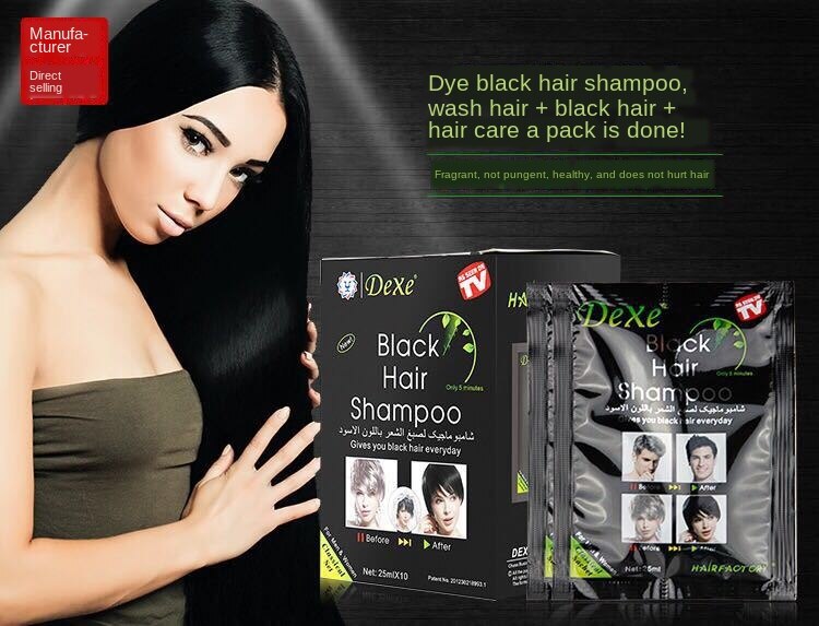 Dầu gội đen tóc dexe - 100% thảo dược hộp 10 gói