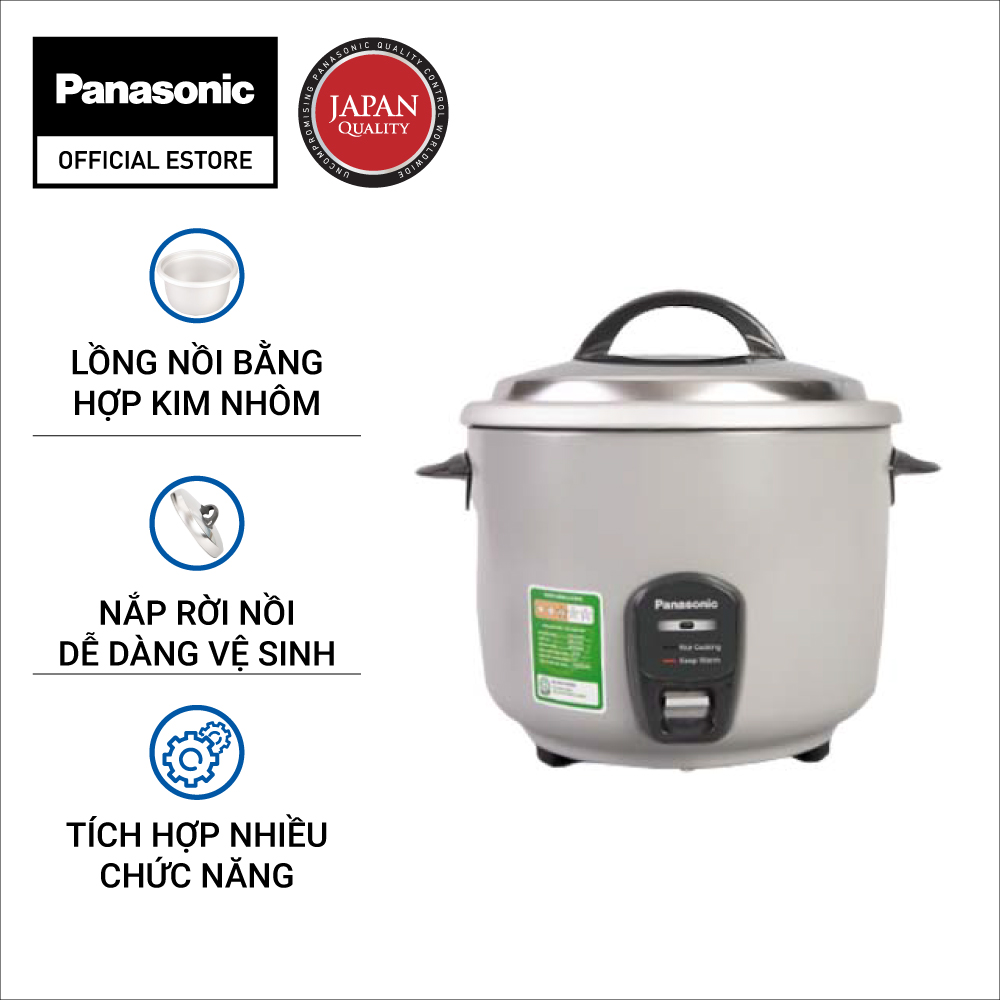 Nồi Cơm Điện Nắp Rời Panasonic SR-E28SRA (Dung tích 2.8L) - Sản xuất tại Malaysia - Lòng nồi bằng nhôm -  Nắp nồi bằng thép không gỉ - Giữ ấm tốt - Bảo Hành Chính Hãng 12 tháng