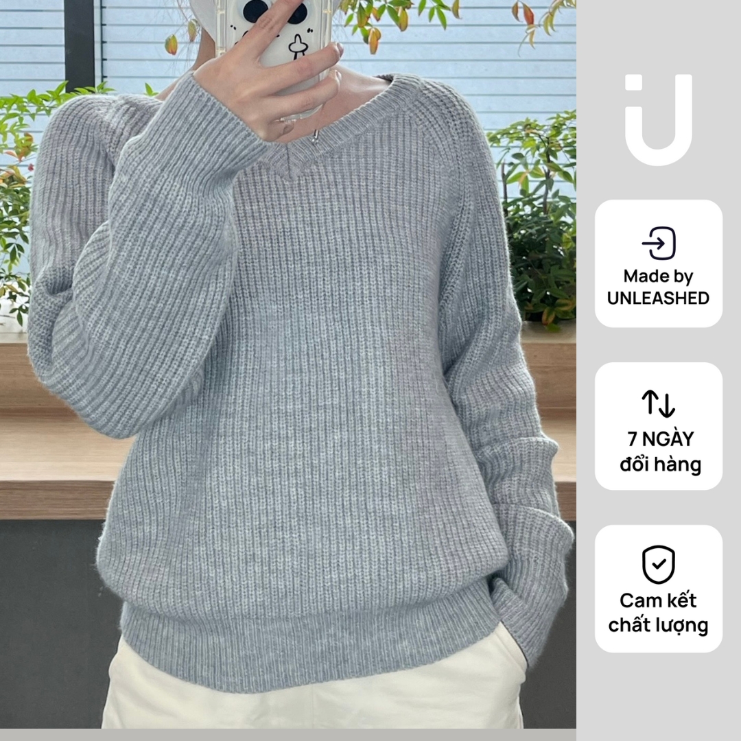 Áo len xù cổ tim mềm mịn nhiều màu Unleashedvn Ace of Heart V-Neck soft knit