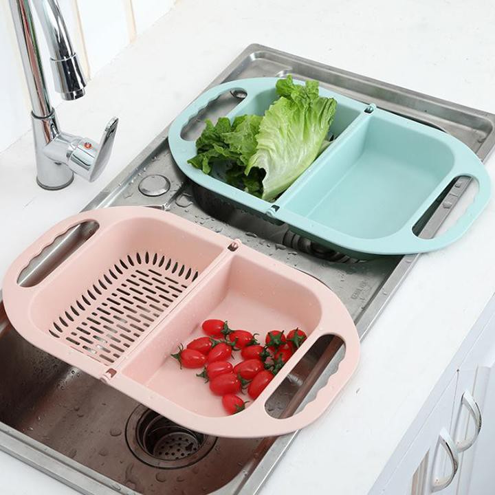 Rổ xếp gọn 2 ngăn siêu tiện lợi cực đẹp hàng cao cấp, Rổ đựng đồ đa năng cho nhà nội trợ
