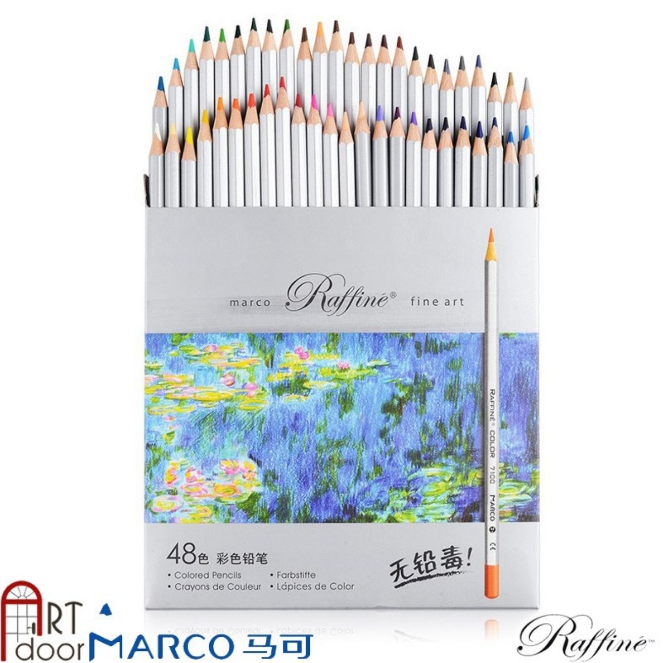 Bộ chì 48 màu marco-chì màu khô RAFFINE marco hộp giấy