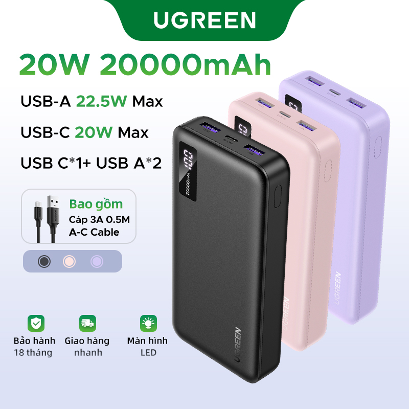 UGREEN Pin sạc dự phòng 10000mAh|20000mAh 22.5W Max Power Bank Di động PD Sạc nhanh hai chiều PowerB