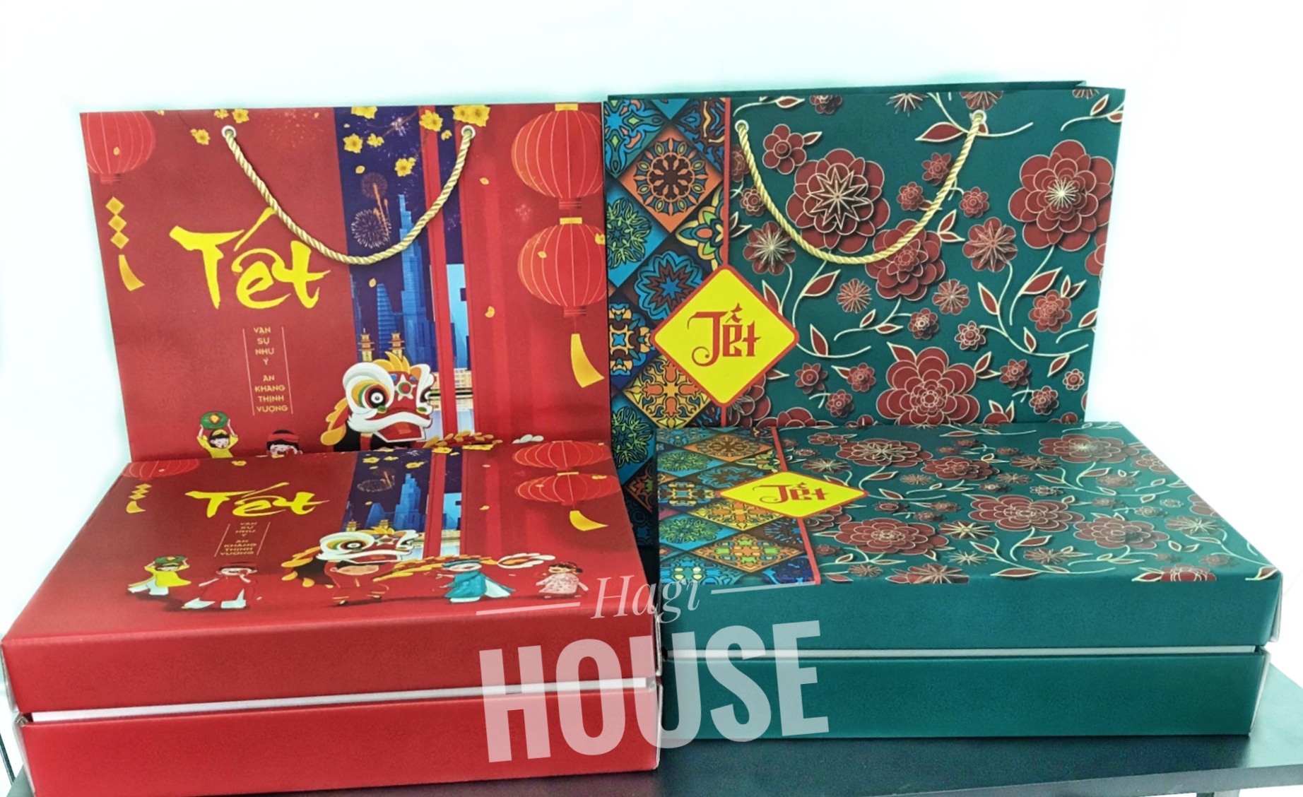 Hôp quà tết cao câp, hộp đựng bánh mứt tặng quà tết