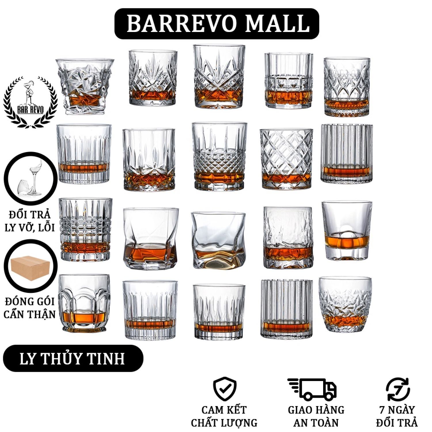 Ly Whiskey - Rock Whiskey Glass - Ly Rock Thủy Tinh