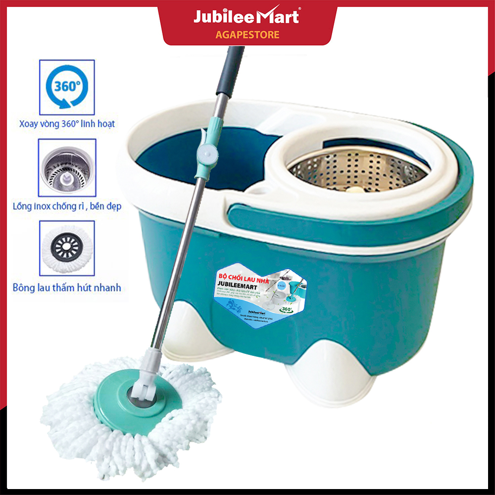 [MIỄN PHÍ VẬN CHUYỂN] [HÀNG TỐT] Bộ lau nhà thông minh tự vắt 360 lồng Inox, bộ lau nhà đa năng thông minh tự vắt Công nghệ thông minh vắt khô, lau sạch nhanh - Bảo Hành 6 tháng - Agapestore