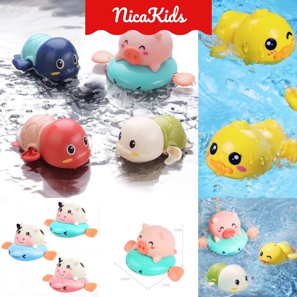 Thú bơi nhà tắm vặn cót nhiều hình rùa, vịt , bò , heo cho bé