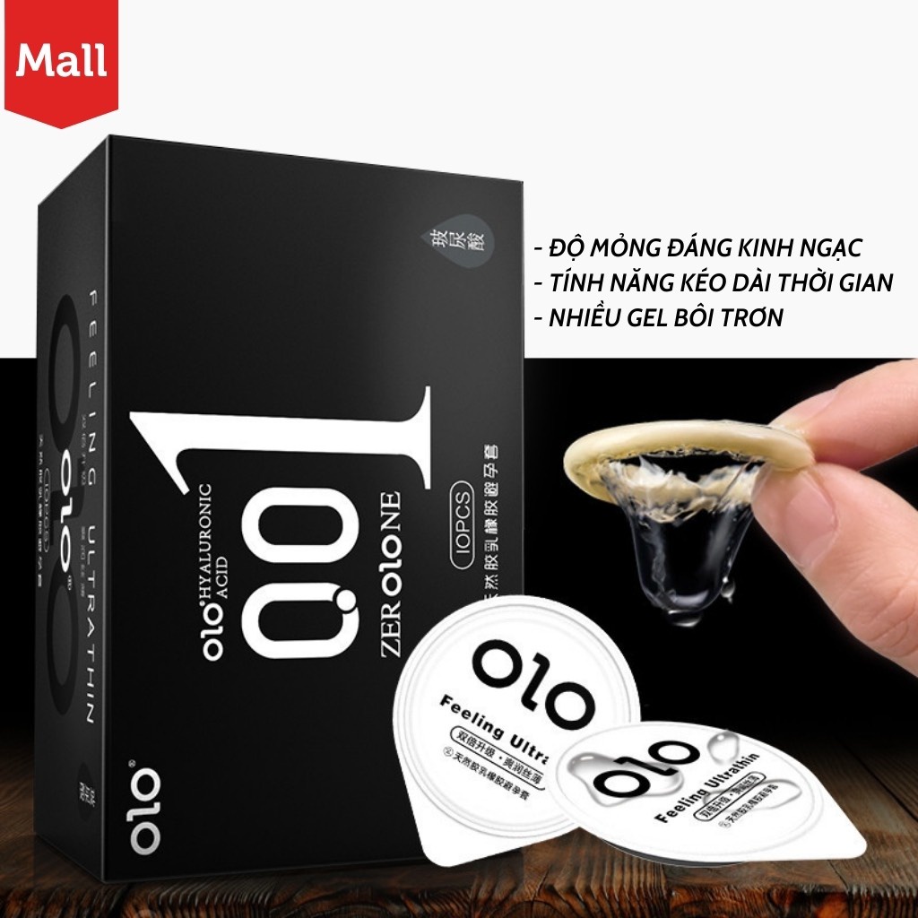 Bao cao su siêu mỏng olo 001 feeling ultrathin đen 10 bcs