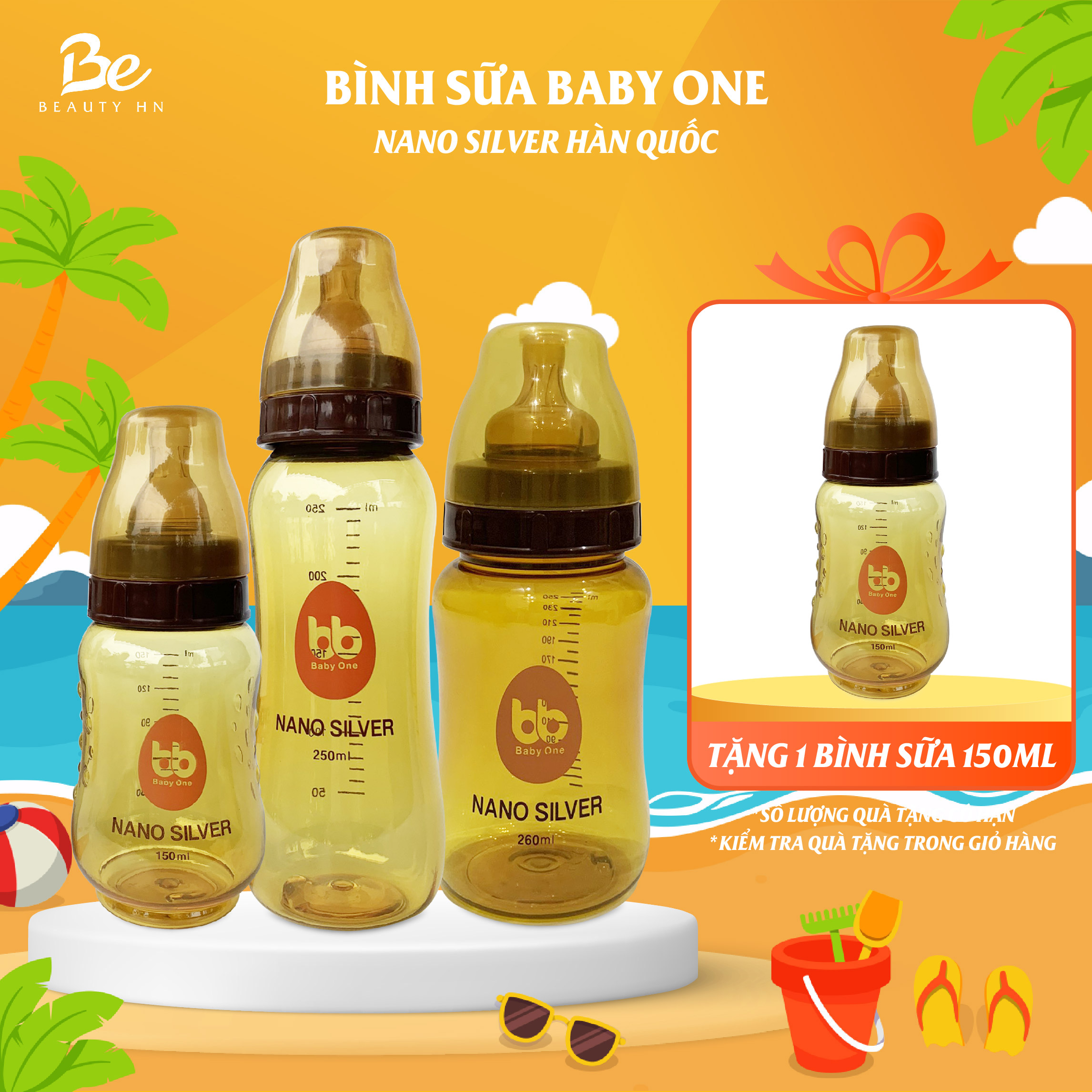 Bình sữa nano silver baby one hàn quốc cao cấp đủ size 150ml / 250ml / 260ml cho bé từ sơ sinh
