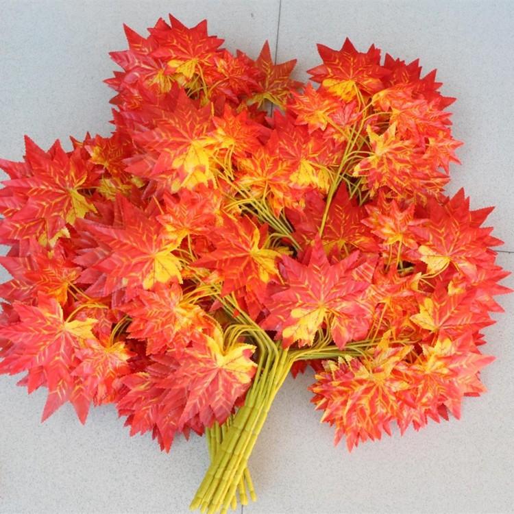 Combo cành lá phong giả cỡ lớn làm cây phong nhân tạo trang trí quán cà phê , nhà hàng , sự kiện 60-65cm