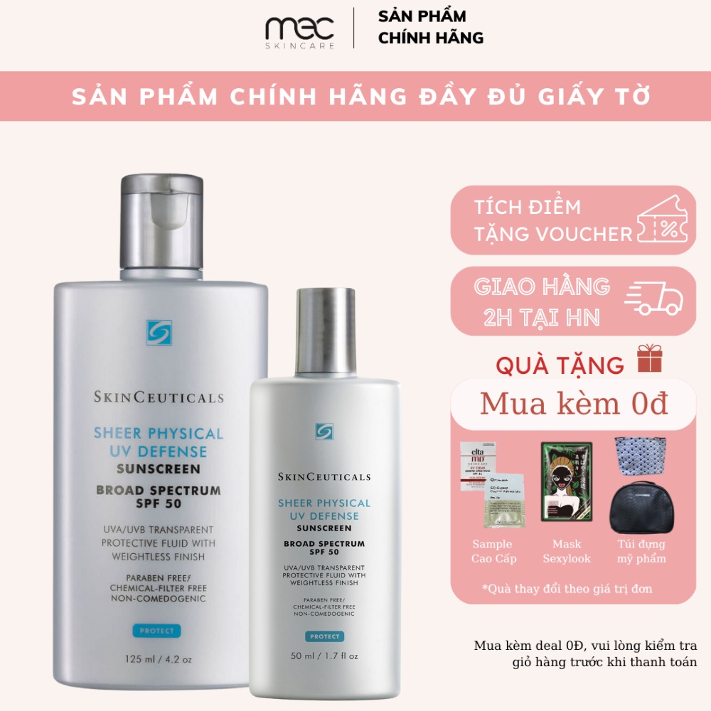 Kem Chống Nắng SkinCeuticals Sheer Physical UV Defense SPF50 50ml - Mecskincare