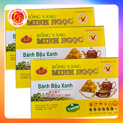 Combo 3 hộp bánh đậu xanh rồng vàng Minh Ngọc