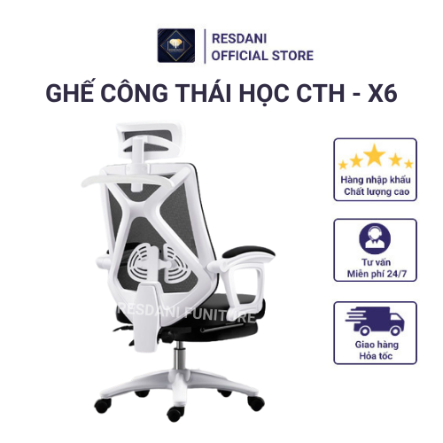 Ghế Xoay Văn Phòng, Ghế Công Thái Học Ergonomic CTH-X6 Nhập Khẩu(Có Video Sản Phẩm)