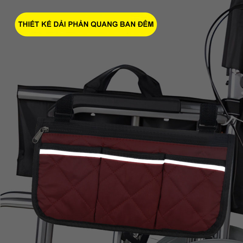 Túi treo hông tay vịn xe lăn đa năng – nhiều ngăn tiện lợi, chống thấm nước
