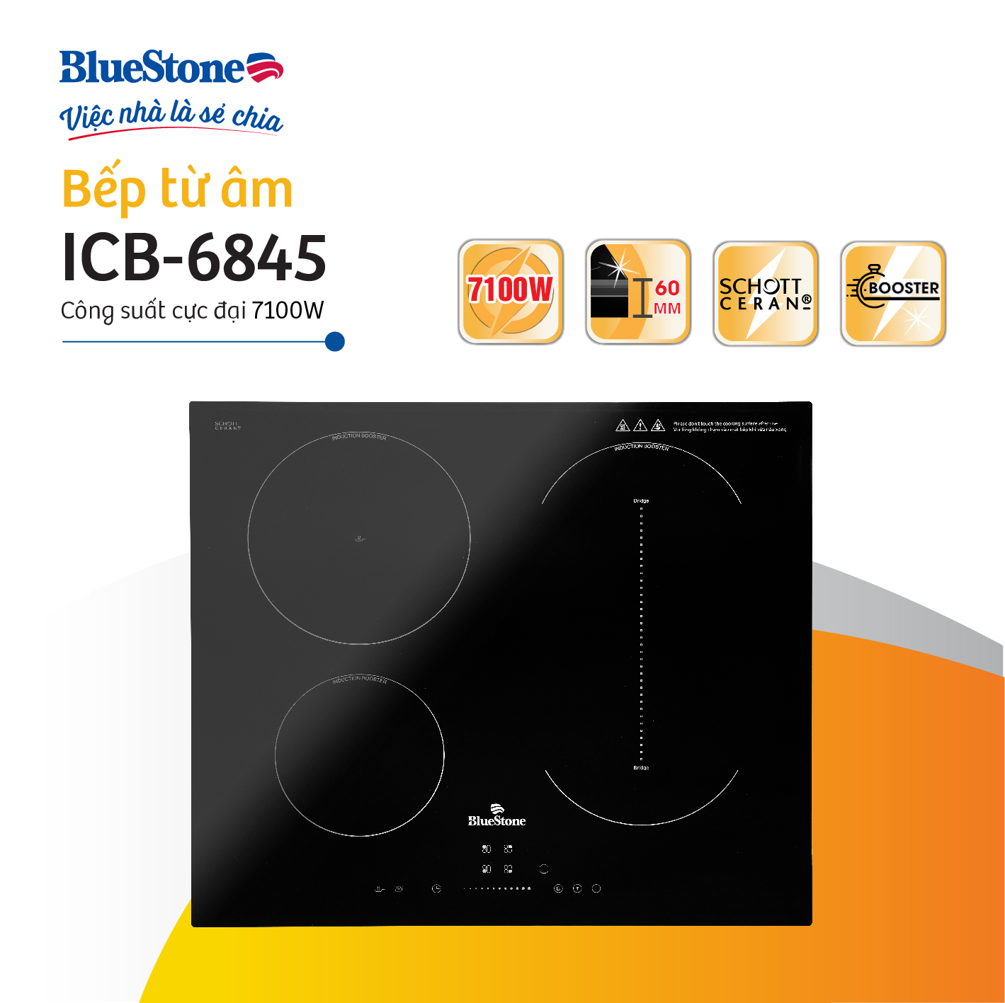 Bếp từ ba bluestone icb-6845 7100w -