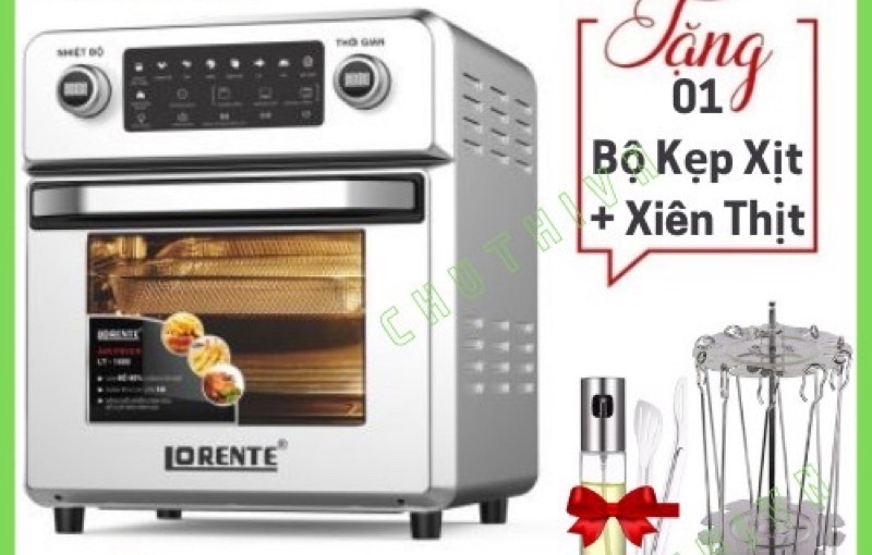 [giao hỏa tốc tp HCM] Nồi chiên không dầu điện tử Lorente LT 1600. TẶng vỉ quay đa năng