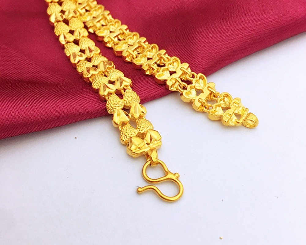 Lắc tay nữ mạ 24k hoa văn trái tim đôi GN0065
