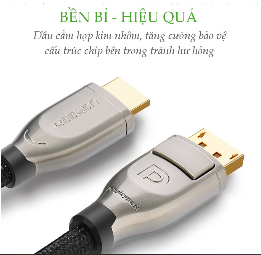 Cáp Chuyển Displayport 1.2 Sang HDMI 2.0 cao cấp, dài từ 1-5m UGREEN DP111 Cáp Chuyển Displayport 1.2 Sang HDMI 2.0 cao cấp, dài từ 1-5m UGREEN DP111