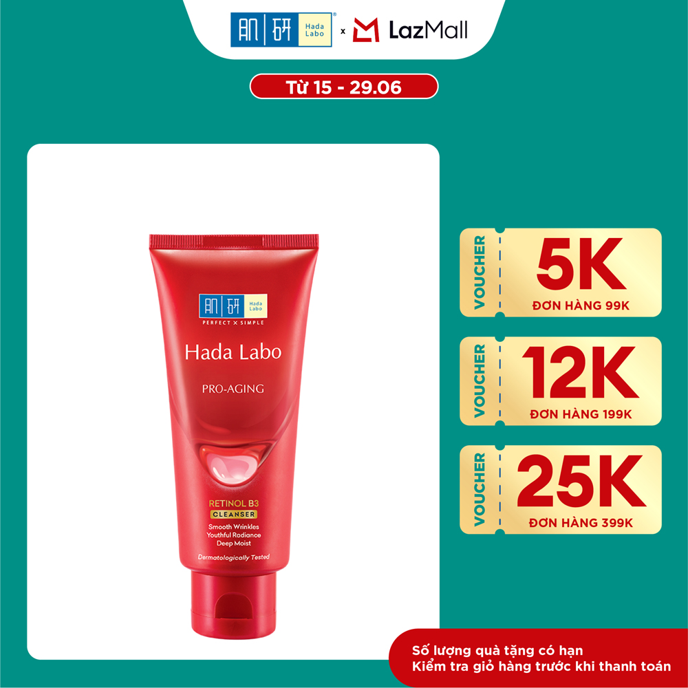 Sữa rửa mặt cải thiện dấu hiệu lão hóa dạng kem Hada Labo Pro-Aging Retinol B3 Cleanser 80g