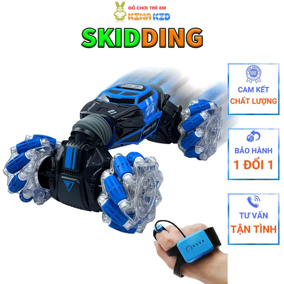 Xe địa hình nhào lộn điều khiển bằng cử chỉ tay và remote Skidding sóng 2.4Ghz biến đổi hình dạng xoay 360 độ