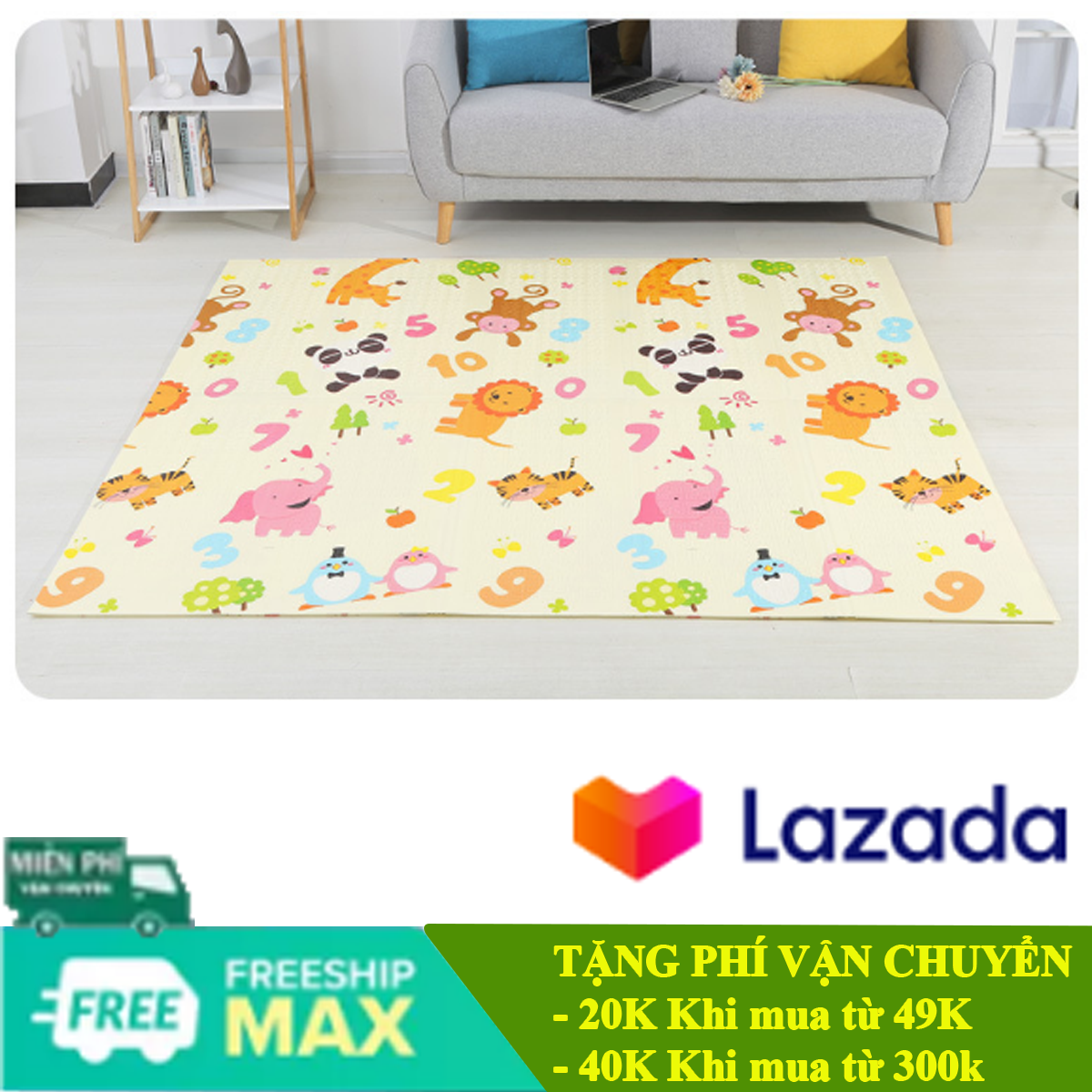 Thảm xốp XPE gấp gọn trải sàn chống va đập 1m8*2m - Vạn Lộc 68 (giao màu, hình ngẫu nhiên)