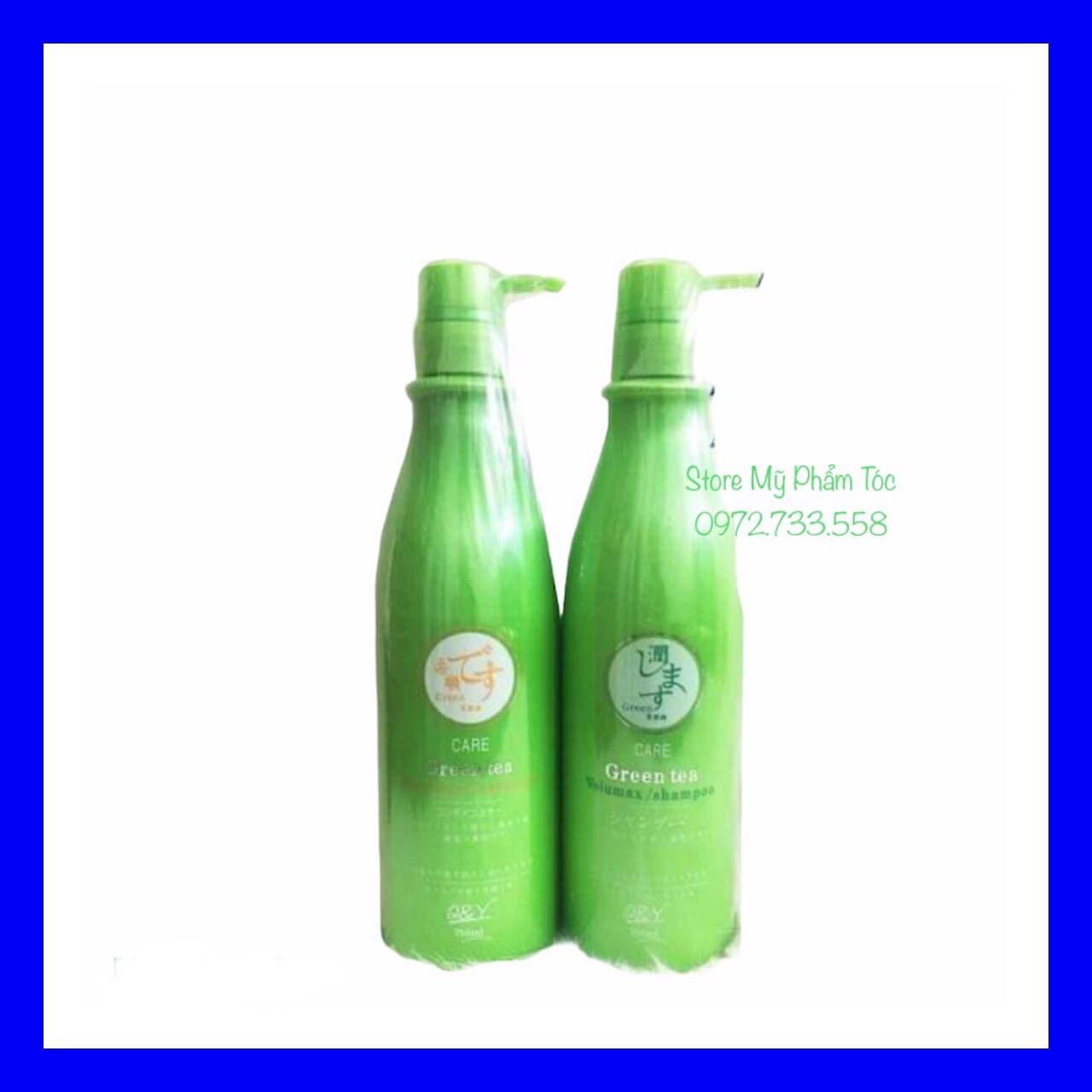 Cặp dầu gội xả tóc trà xanh nhật bản 750ml x 2