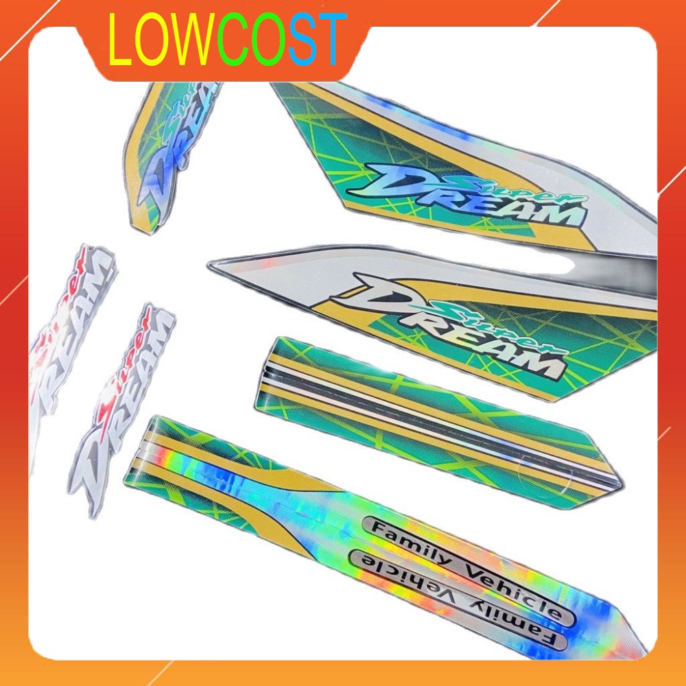 Bộ Tem Rời Xe Super Dream EX5 Đời 2010 Chất Liệu 3 Lớp Chống Nước Như Tem Zin (Xanh Mạ Crom Bóng)