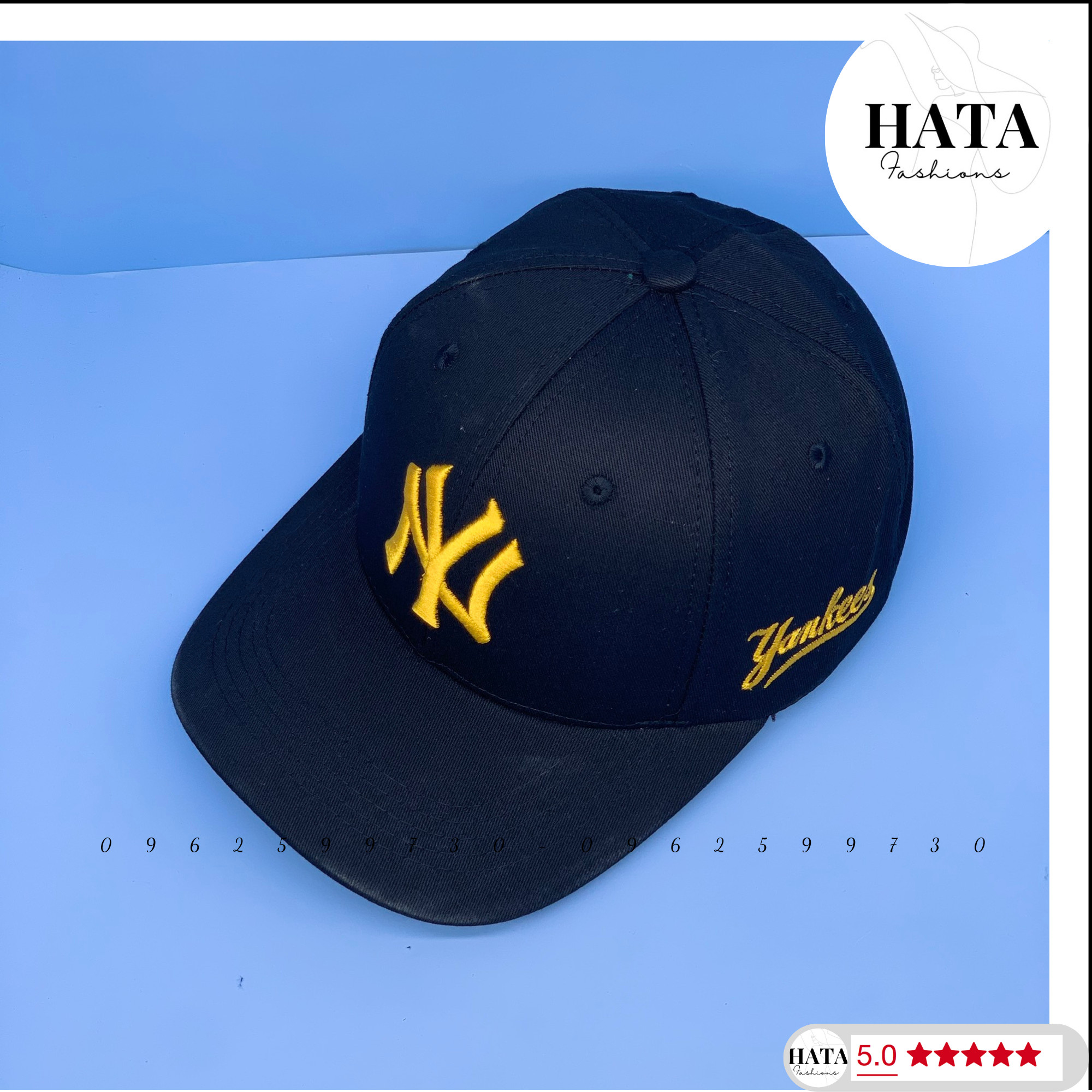 Nón Kết NY KAKI CHỮ VÀNG VẢI DÀY FORM ĐẸP, Mũ Lưỡi Trai Thêu Sắt Nét Siêu Đẹp Thời Trang