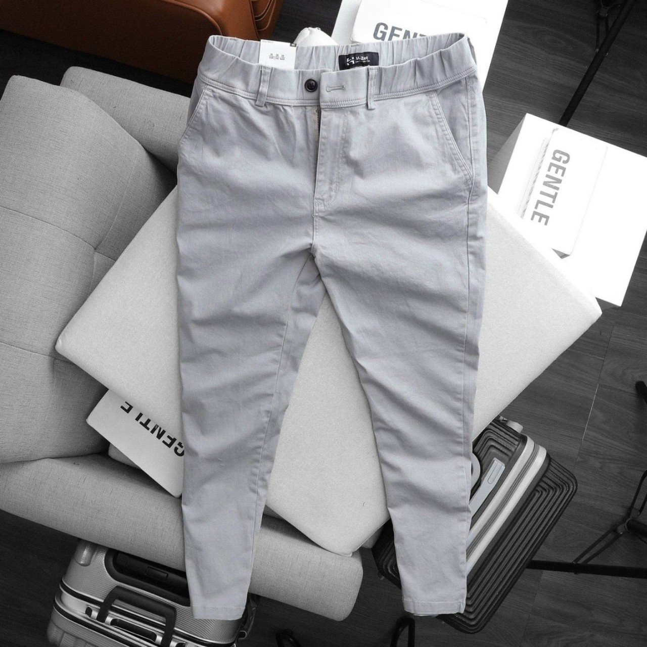 Quần kaki nam hàn quốc lưng thun co giãn ống suông - quần kaki nam màu xám trơn bazic chất vải kaki không nhăn xù xám store92 ms706
