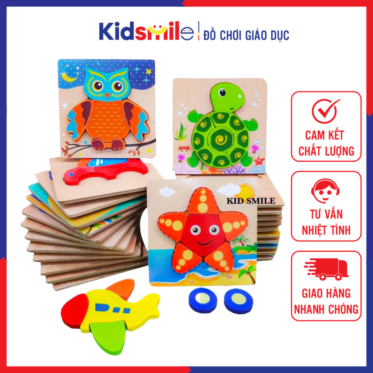 Đồ chơi tranh ghép gỗ 3D thông minh cho trẻ từ 1 đến 3 tuổi nhiều màu sắc phát triển trí não và tư duy logic