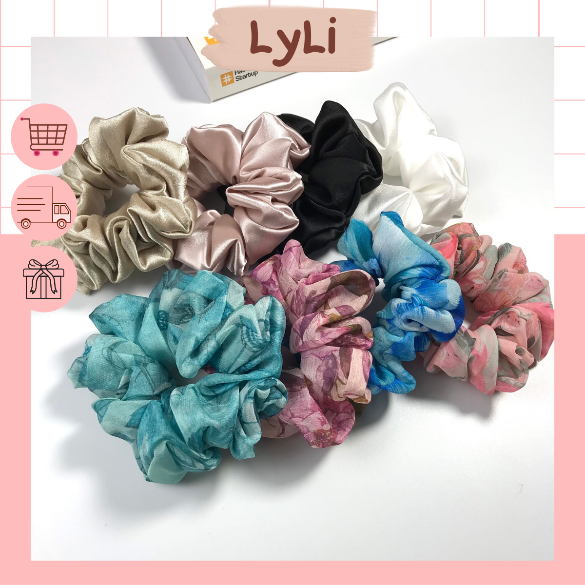 Dây Buộc Tóc Scunchies Handmade Họa Tiết Ngẫu Nhiên