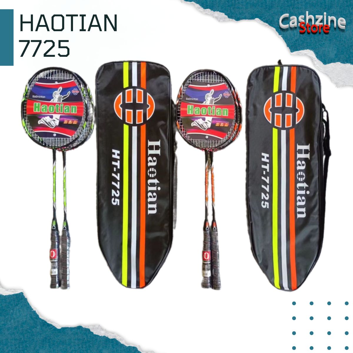 Bộ cầu lông, vợt đánh cầu lông giá rẻ haotian pro ht-7725 tặng bao đựng vợt