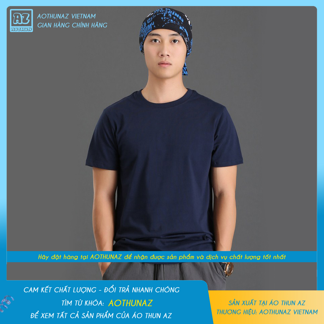 AOTHUNAZ - Áo thun trơn nam nữ màu xanh đen navy đơn giản trẻ trung - Vải cotton thoáng mát