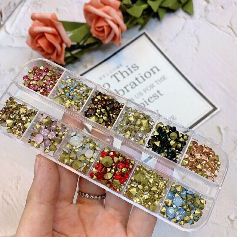 Đá chân nhọn mix size 12 màu y hình siêu sáng