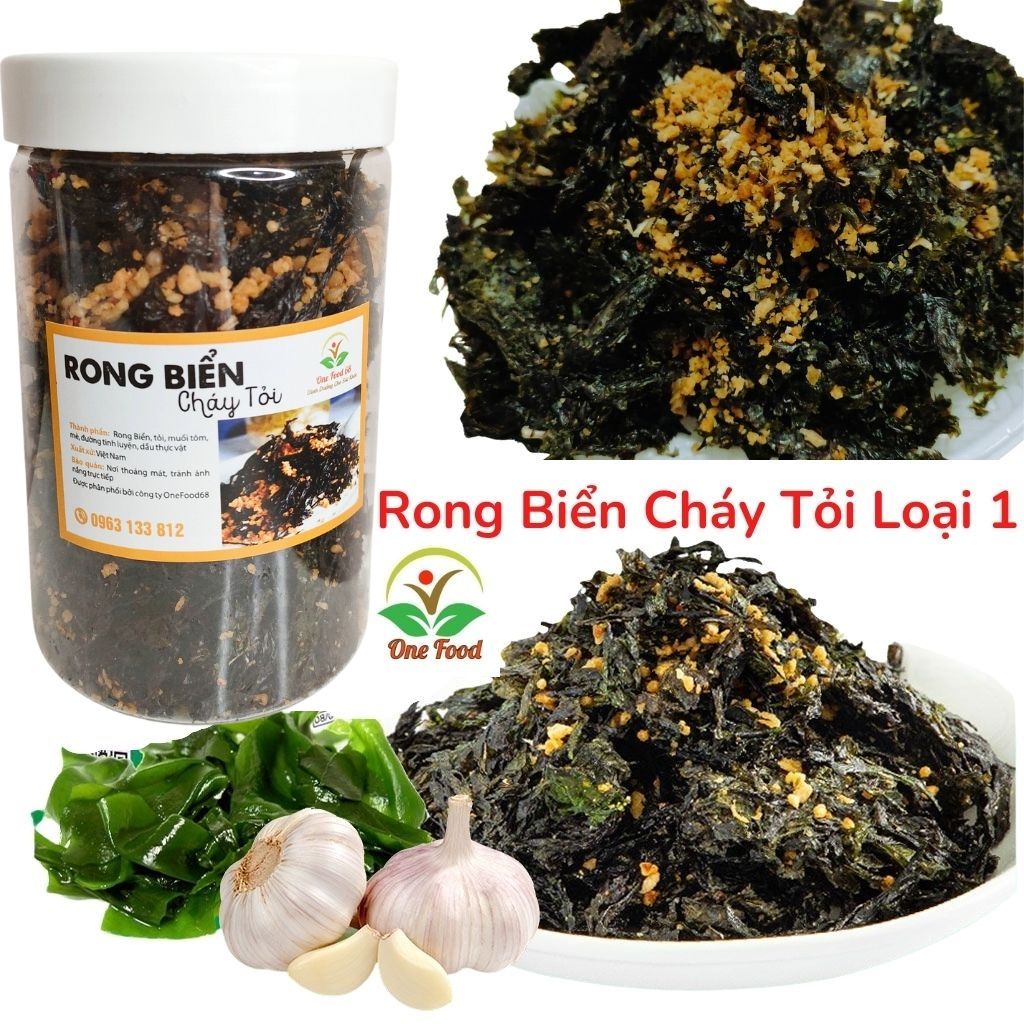 Rong biển cháy tỏi loại 1, rong biển cháy tỏi mè rang, onefood68
